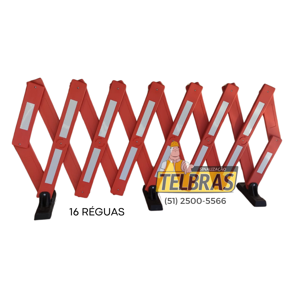 BARREIRA PANTOGRÁFICA ARTICULÁVEL COM BASE E REFLETIVO