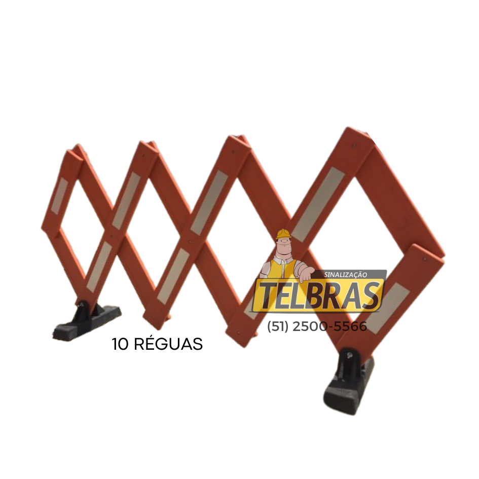 BARREIRA PANTOGRÁFICA ARTICULÁVEL COM BASE E REFLETIVO