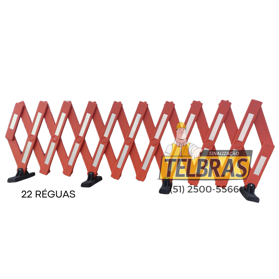 BARREIRA PANTOGRÁFICA ARTICULÁVEL COM BASE E REFLETIVO