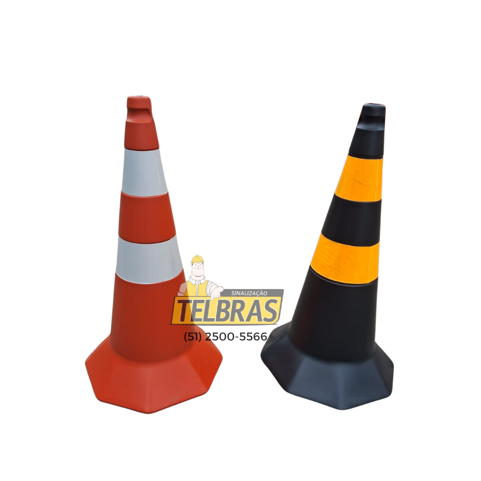 CONE PECA UNICA SEMIFLEXIVEL  75CM C/ 2  FAIXAS REFLETIVAS