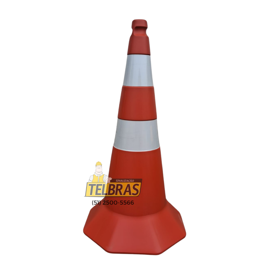 CONE PECA UNICA SEMIFLEXIVEL  75CM C/ 2  FAIXAS REFLETIVAS