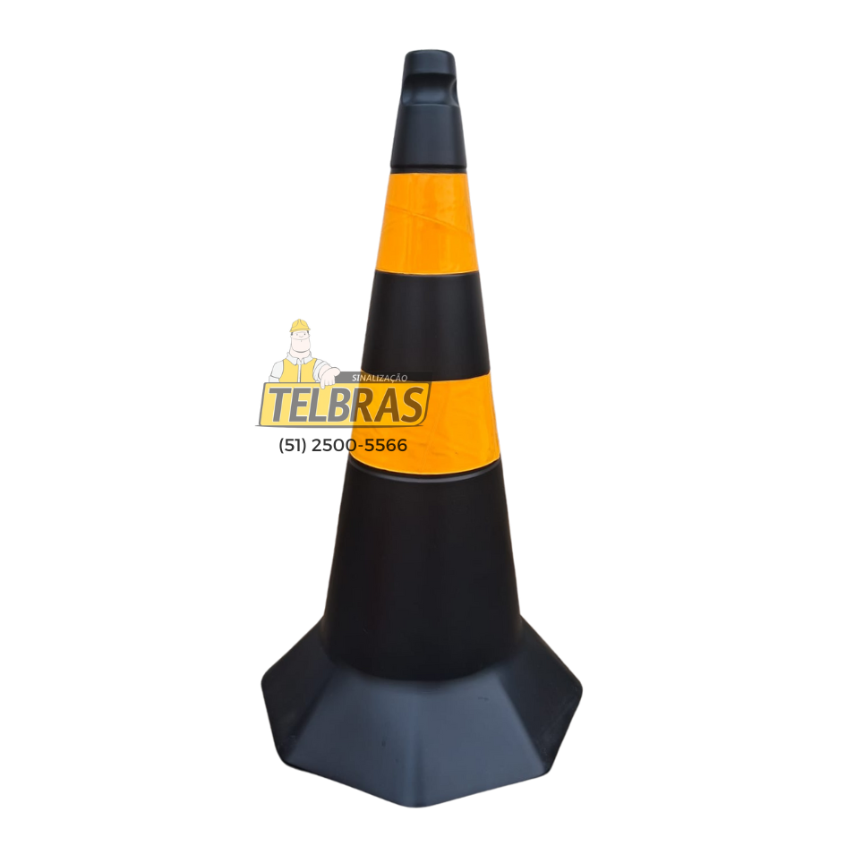 CONE PECA UNICA SEMIFLEXIVEL  75CM C/ 2  FAIXAS REFLETIVAS