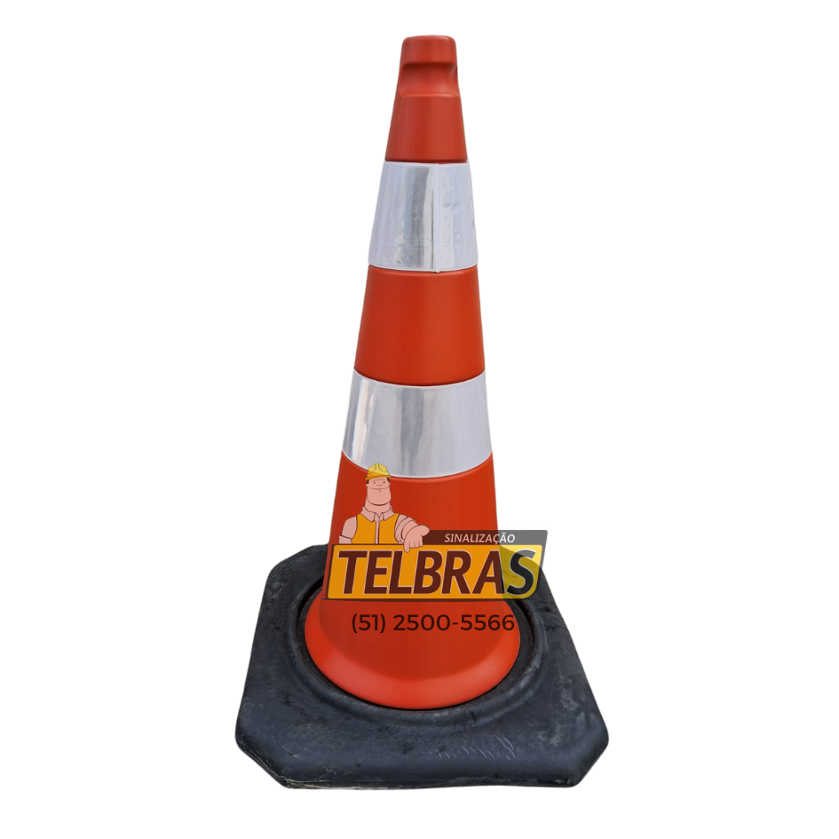 CONE RODOVIA LJ 75 PESADA C/ 2 FAIXAS REFLETIVAS